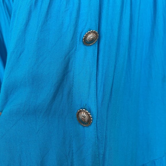 Crazy Cowgirl Maxi Skirt Womens M Blue Tiered Button Western Rodeo - Picture 3 of 9